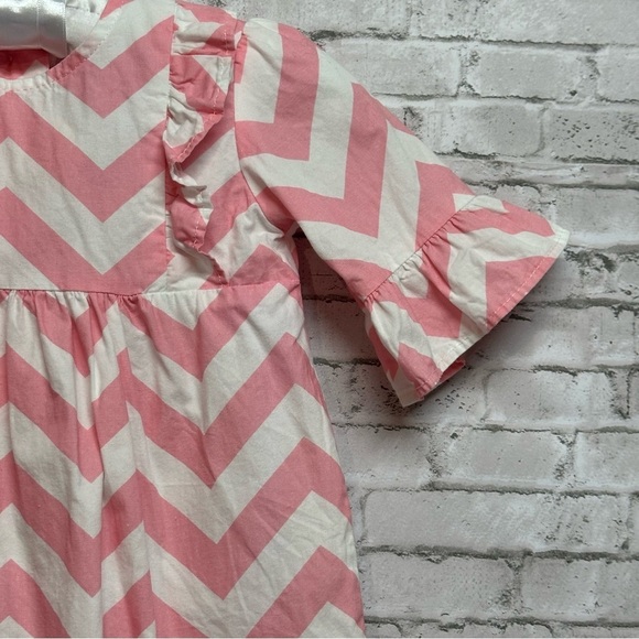 Southern Sunshine Kids 3T Pink White Chevron Ruffle Bell Sleeve Dress - Picture 4 of 8